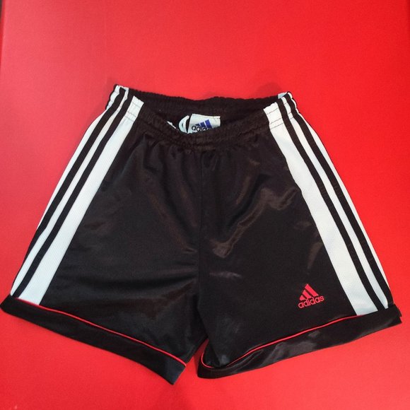 Adidas athletic short black white with embroidered red logo boys size M - Picture 1 of 9